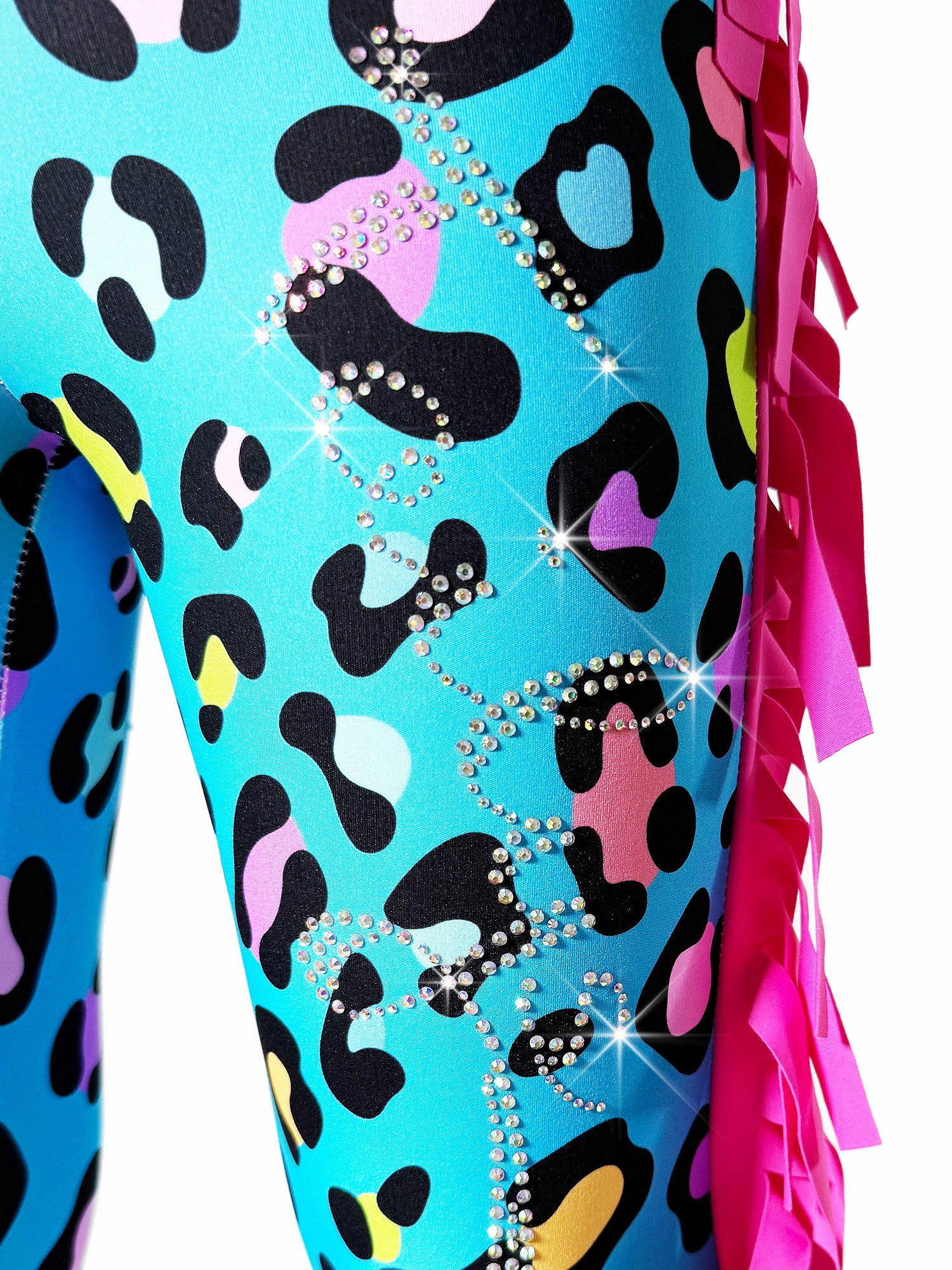 Closeup front view of Blue Frill Pants Girls Leggins with Tail by Tailys