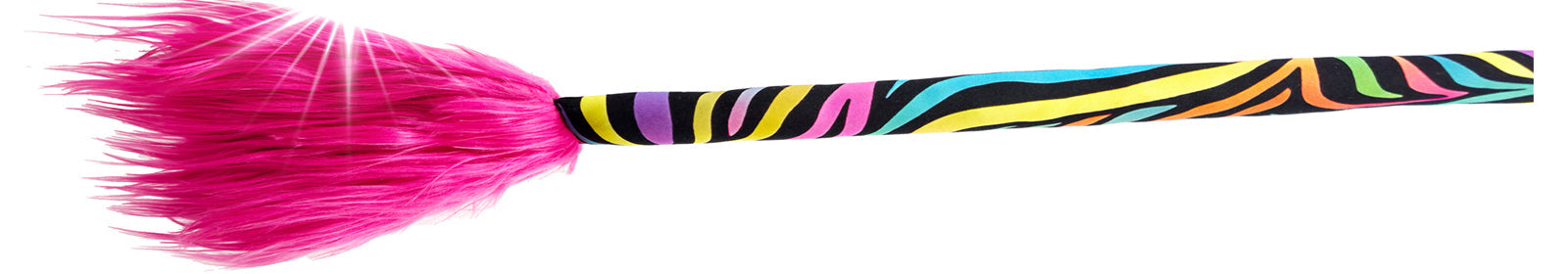 Rainbow zebra print tail close-up for kids yoga pants with pink fur by Tailys