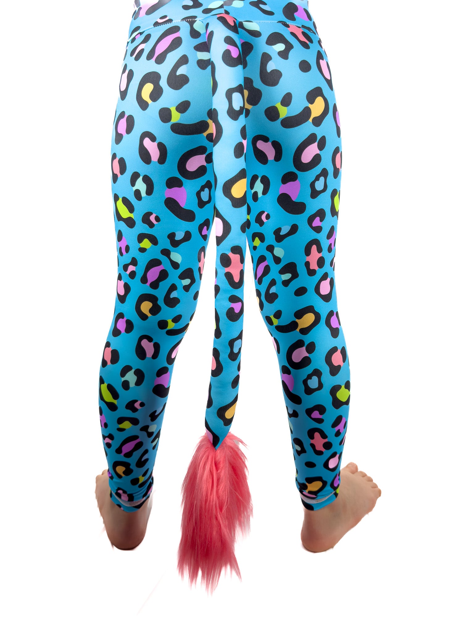 Back view original blue leggings leopard print tail pants by Tailys girls