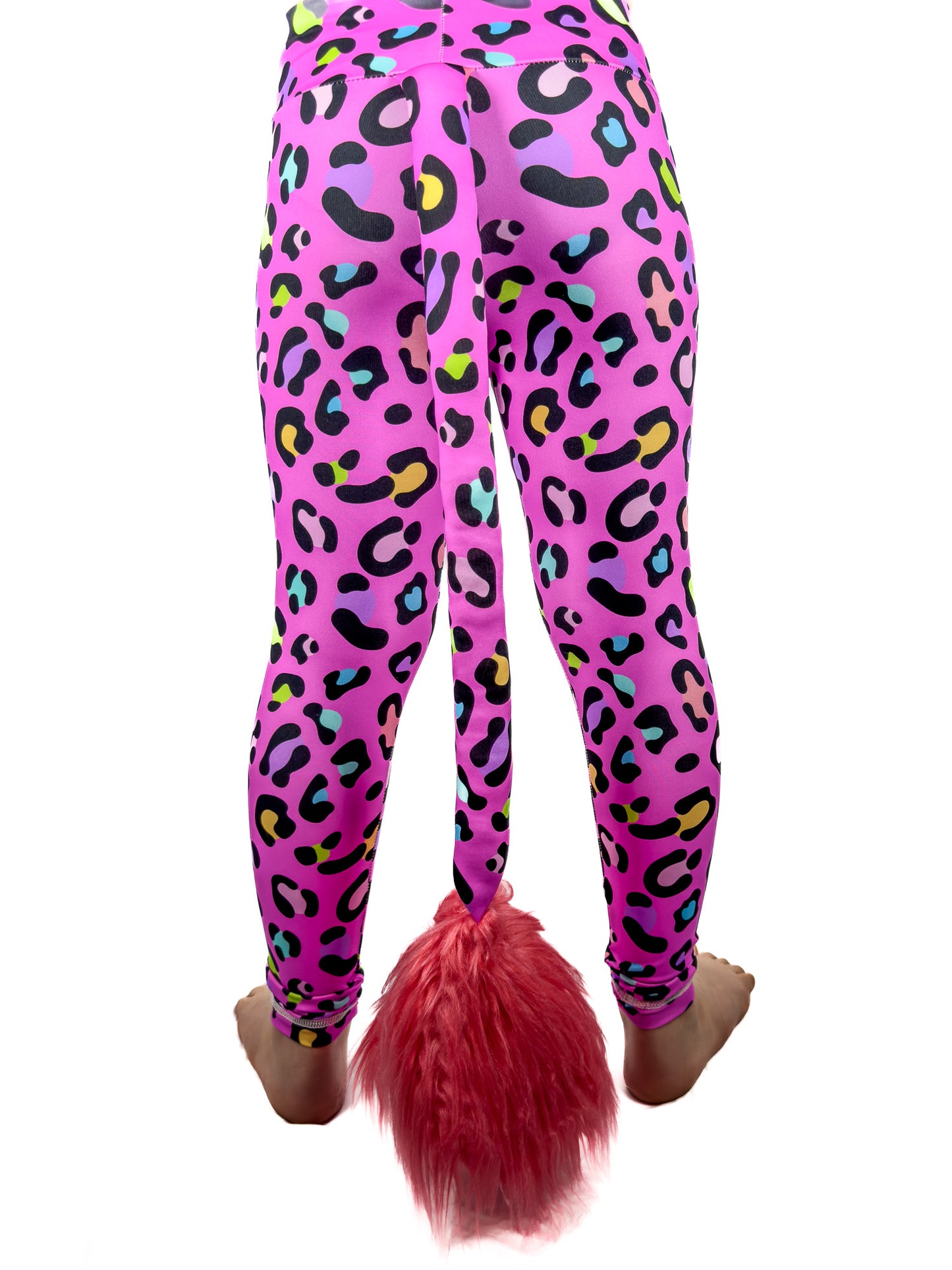 Back view original pink leggings leopard print tail pants by Tailys girls.
