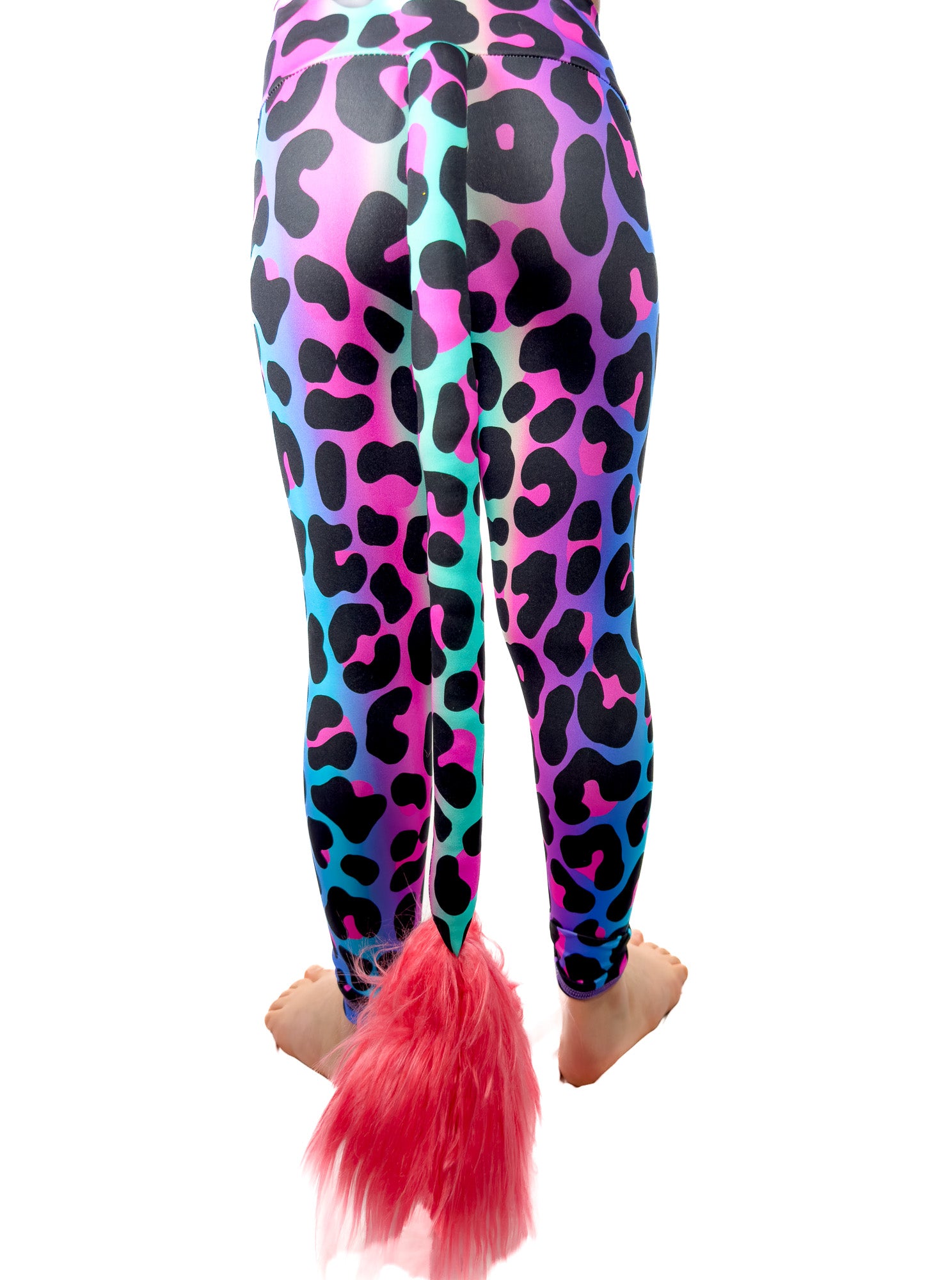 Back view original Rainbow leopard leggings tail pants girls