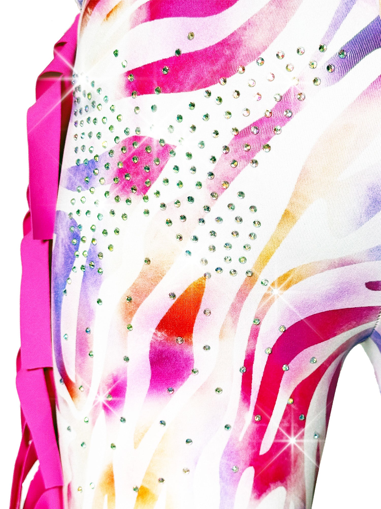 Detailed back view of Zebra Print Leggings Ruffle Pants with Pink Frills and Tail by Tailys
