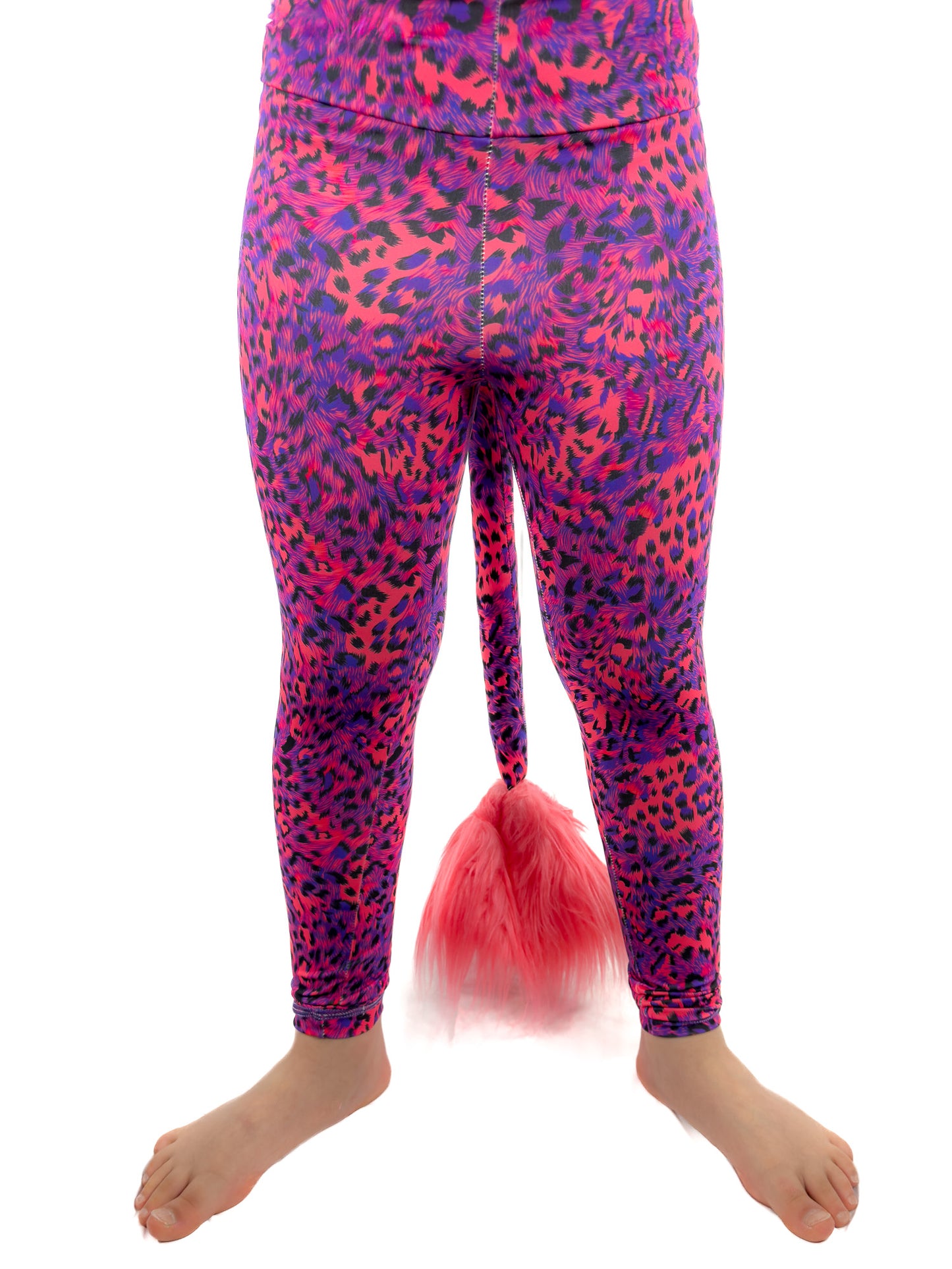Original Blue and Red Leopard Print Leggings Girls Tail Pants