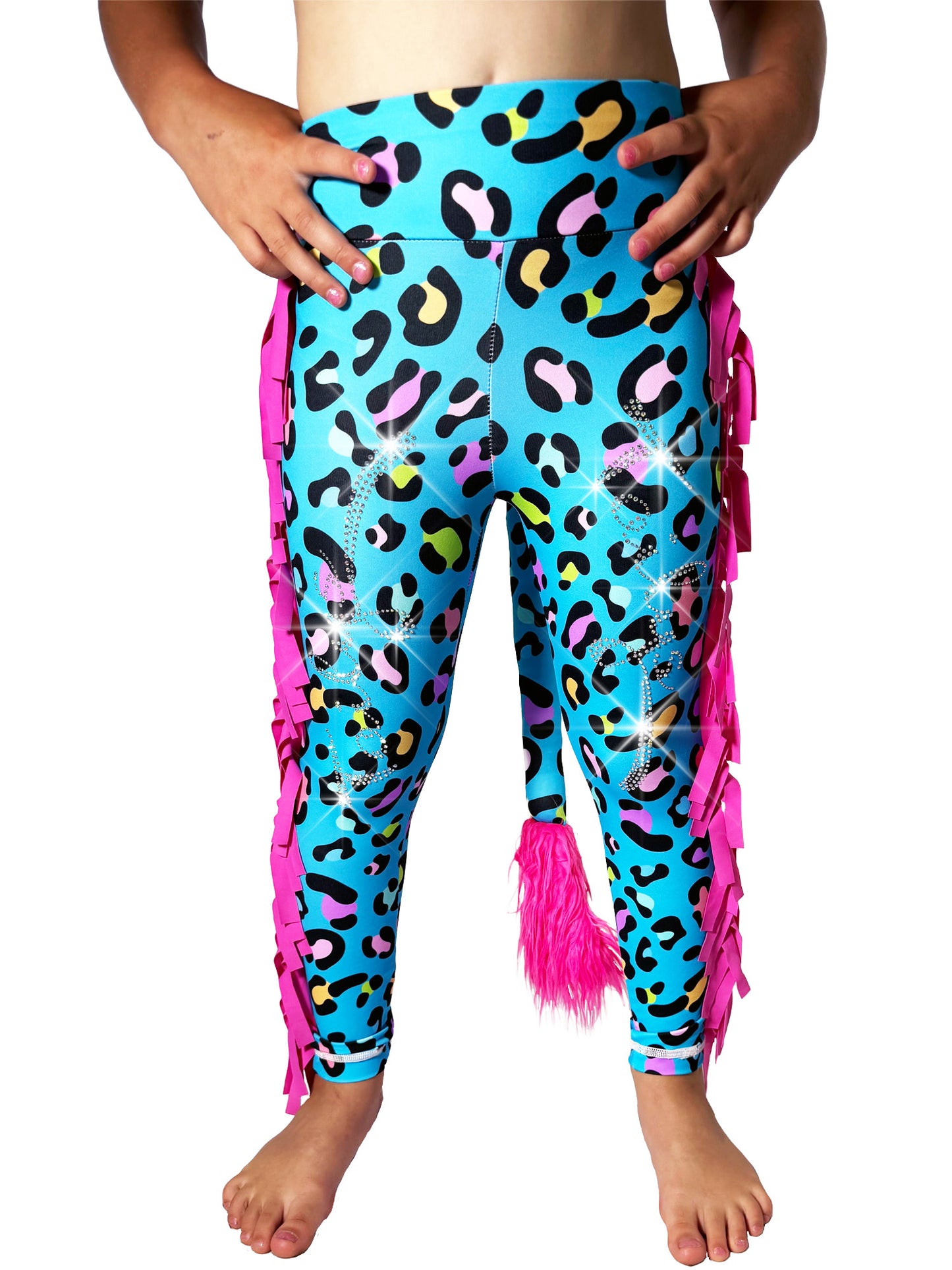 Front view Blue Frill Pants Girls Leggins with Tail by Tailys