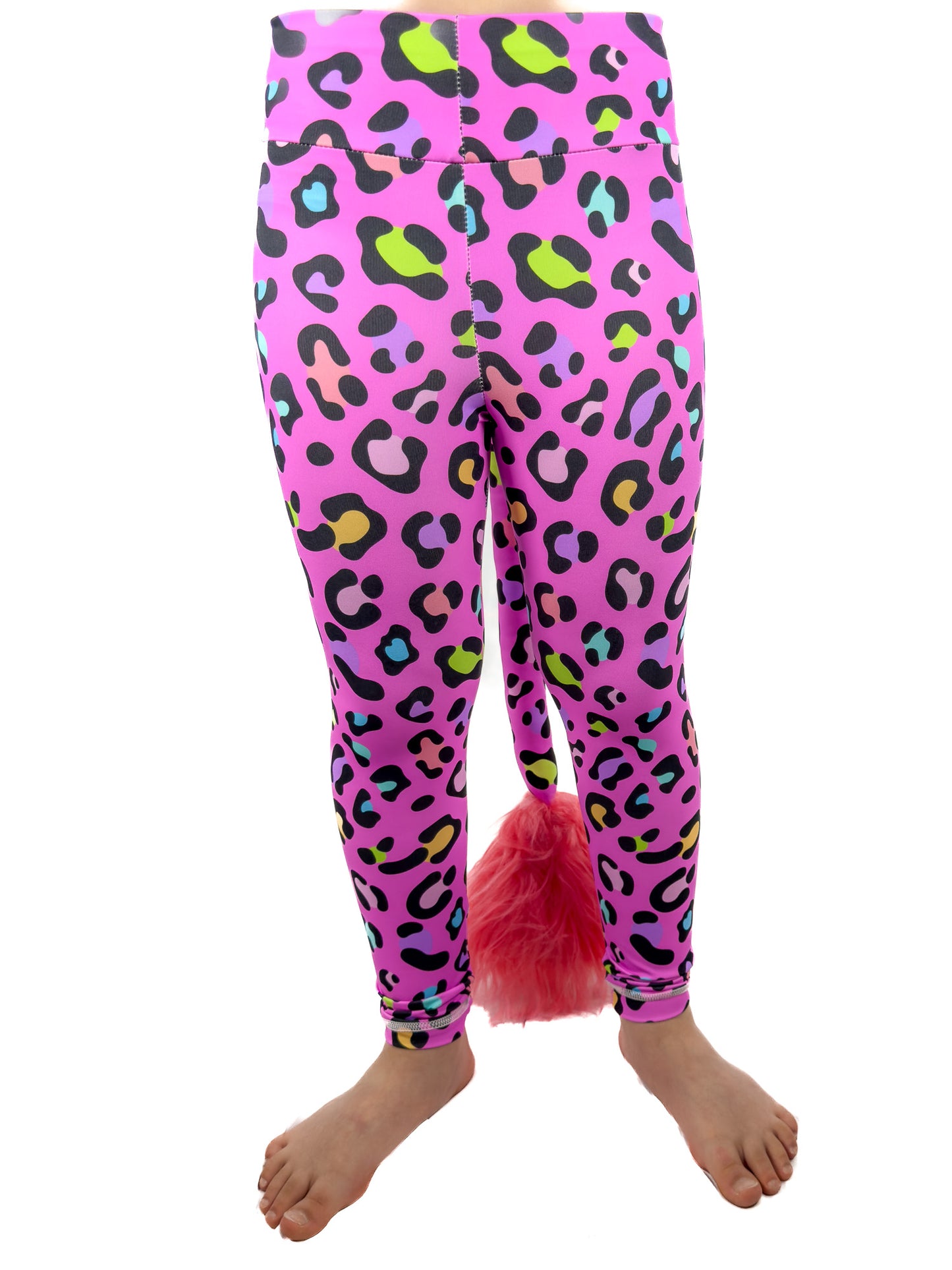 Front view original pink leggings leopard print tail pants by Tailys girls.
