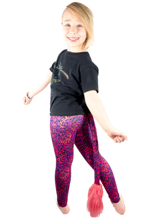 Original Blue and Red Leopard Print Leggings Girls Tail Pants