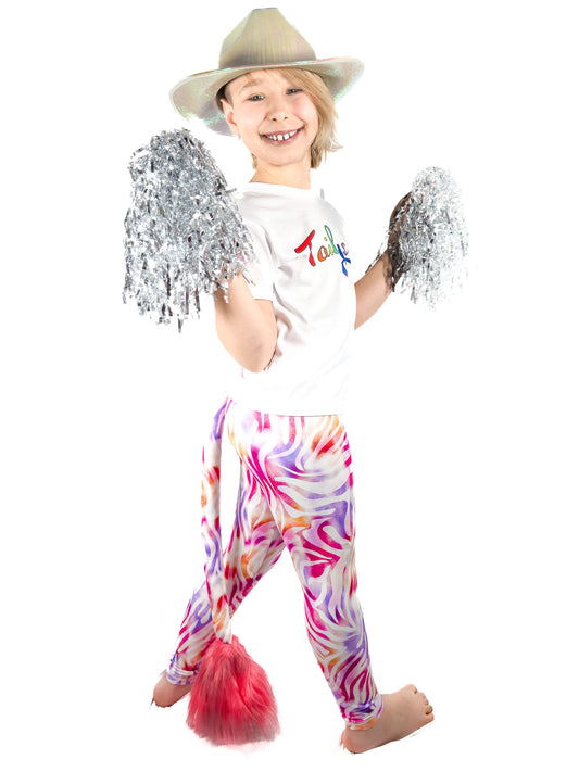 Full view, original pastel zebra leggings, tail pants.