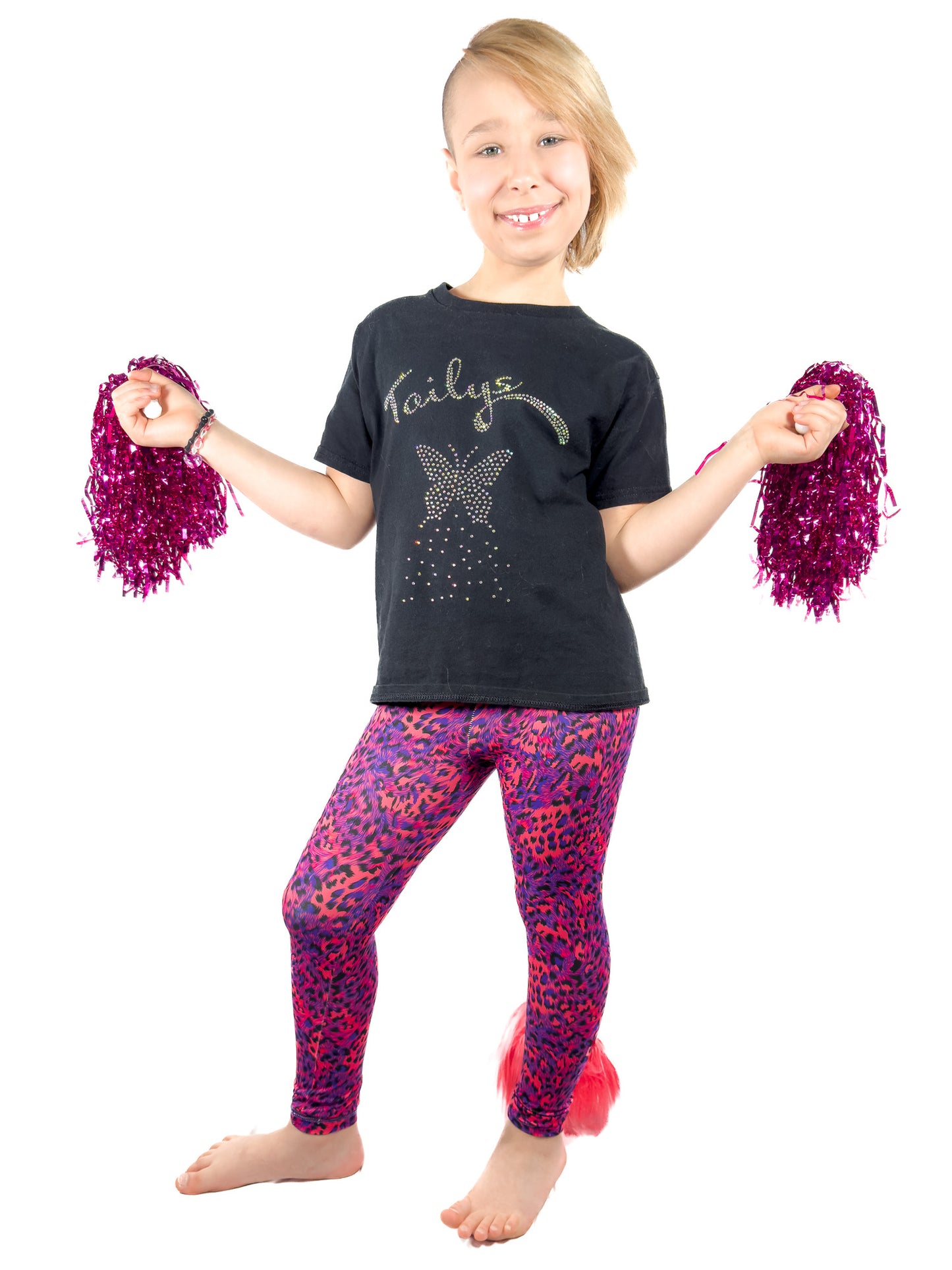 Original Blue and Red Leopard Print Leggings Girls Tail Pants