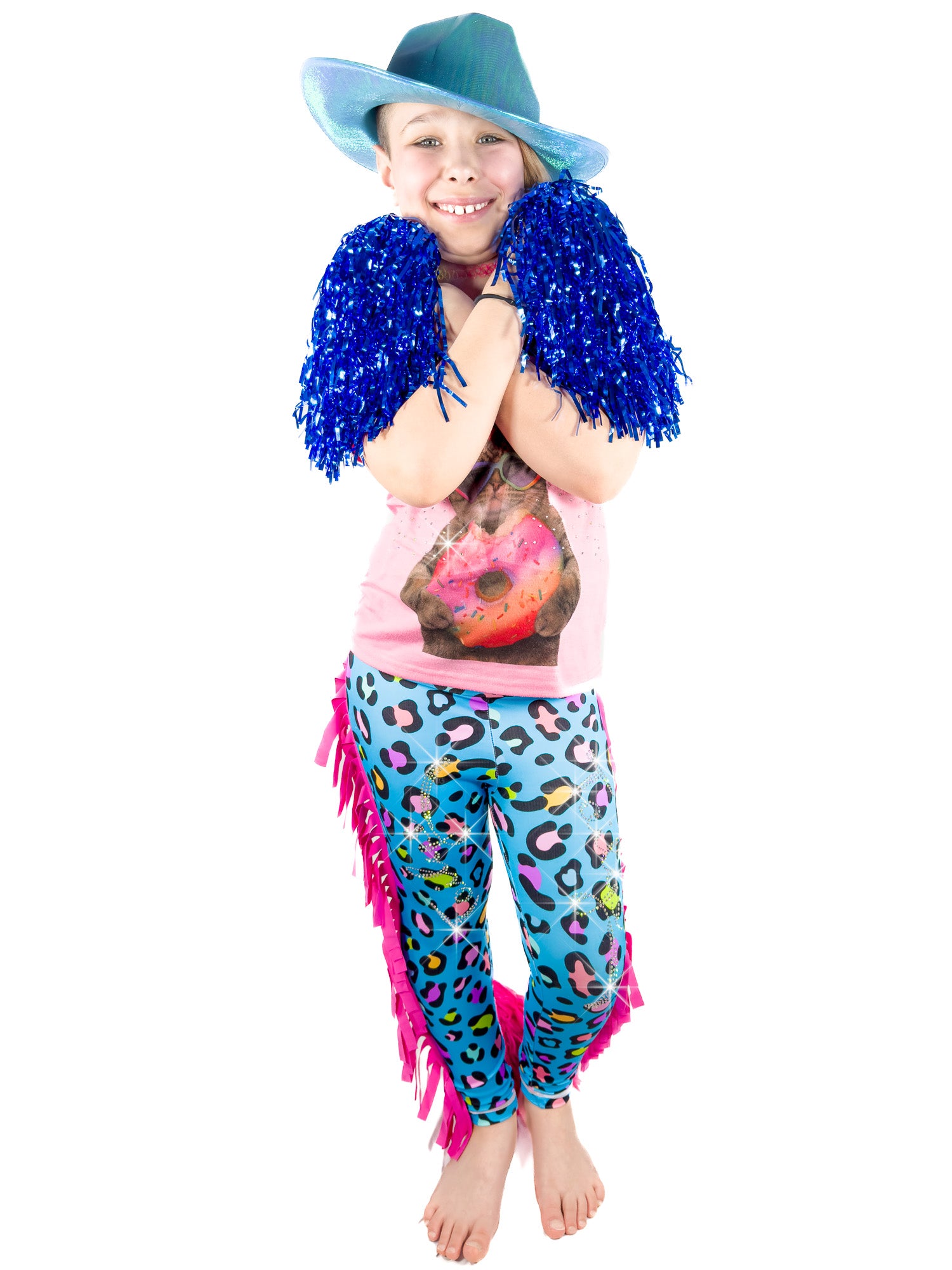 Pom Poms Blue Frill Pants Girls Leggins with Tail by Tailys.