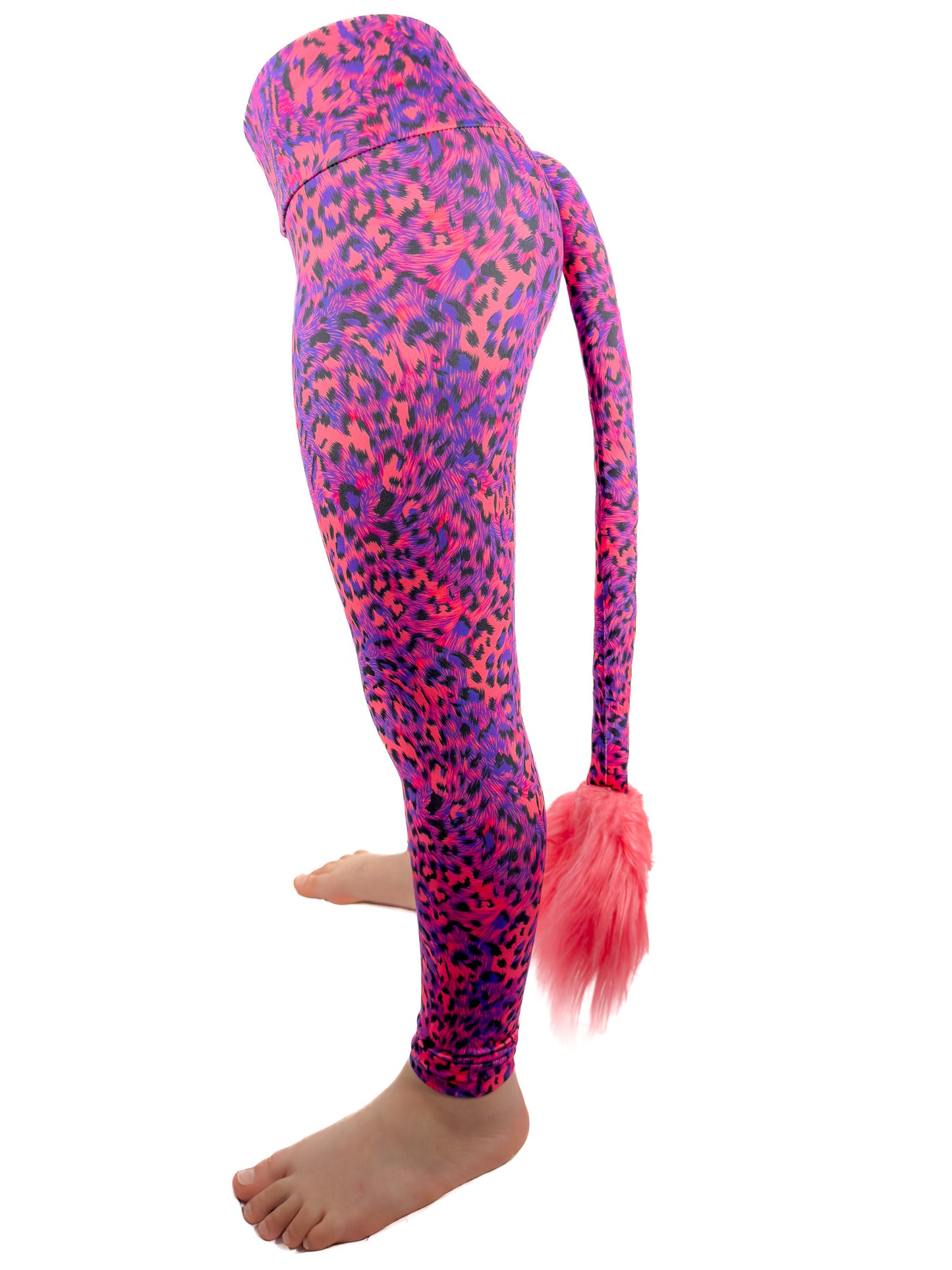 Original Blue and Red Leopard Print Leggings Girls Tail Pants